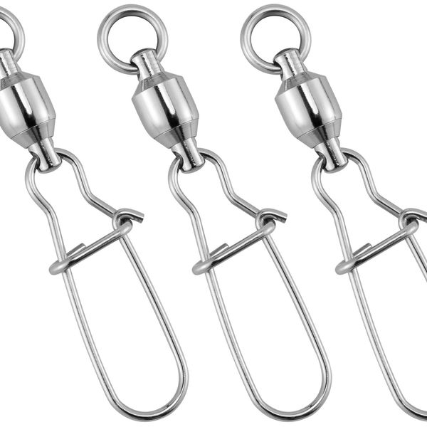 Dr.Fish 20 Pack Fishing Snap Swivels Ball Bearing Swivel with Snap Stainless Steel Duo Lock Snap Fishing Tackle High Strength Clip Saltwater Freshwater Fishing