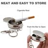 Cig-U Portable Mini Ashtray- Stainless Steel - with Key Ring- Cigarette Rest - 2 Pcs