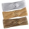 Hisight 3 Pcs Fashion Wrinkle Elasticity Metallic Big Bowknot Baby Headband Hair Bow Band Accessories Headwear Women and Girls Headband, Fashion Design