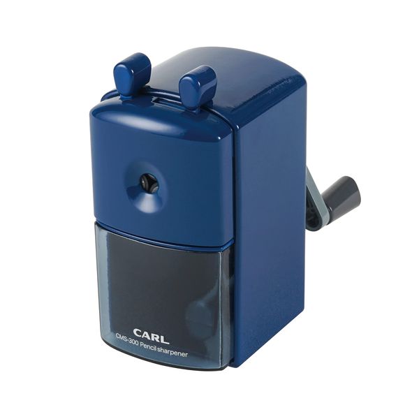 Carl CMS-300-B Manual Pencil Sharpener, with Bent Core Clog Removal Function, Blue, Japanese Manufacturer