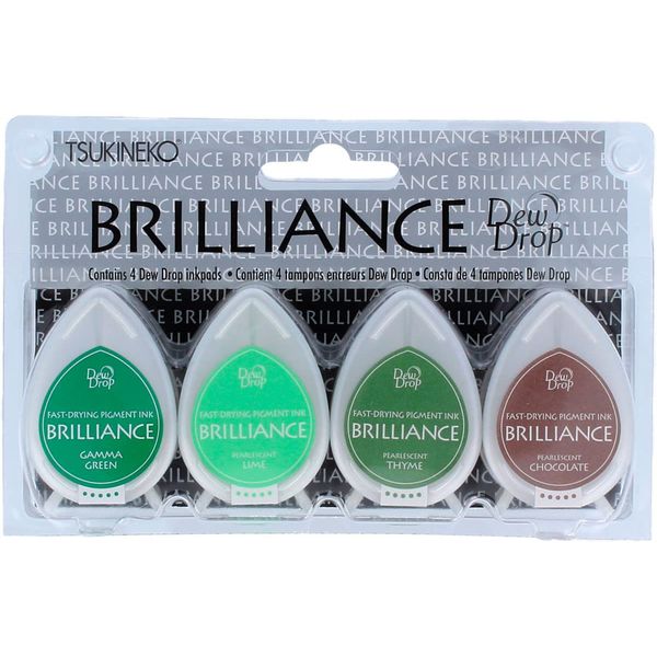 Tsukineko, Brilliance, Dew Drop Ink Pads, 4 pack, Tree House