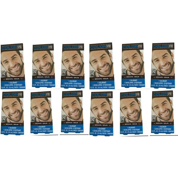 Lot 12 Color For Him Brush-In Color Gel Mustache Beard & Sideburns Color Brown