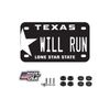 WILL RUN Texas Motorcycle License Plate including Hardware Made In USA