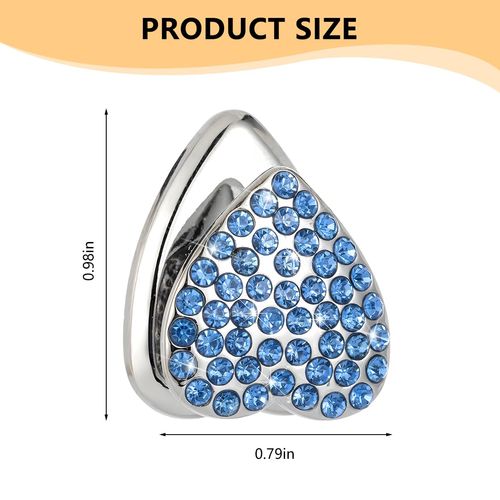 Osilly 4PCS Bling Car Mini Hooks, Crystal Rhinestone Self-Adhesive Cute Love Heart Vehicle Dashboard Hanger for Women Girls, Auto Interior Storage Hanging Accessories, Universal Fit (Light Blue)