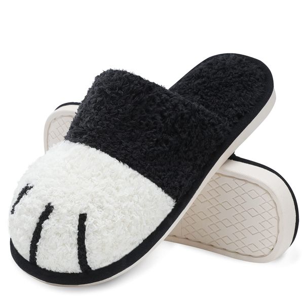 MAXTOP Cute Animal Slippers for Women, Soft Plush Cat Paw House Slippers with Cozy Memory Foam Slip-on Indoor Outdoor Slippers Size 7 8 Creative Gifts for Women Men