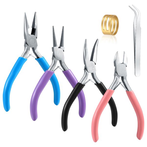 Jewellery Pliers Set, Jewellery Making Tools Kit, Needles Nose Plier, Long Nose Pliers, Chain Nose Pliers, Wire Cutter, Jewelry Pliers Craft Tools for Beading Jewelry Necklace Making Repair Supplies