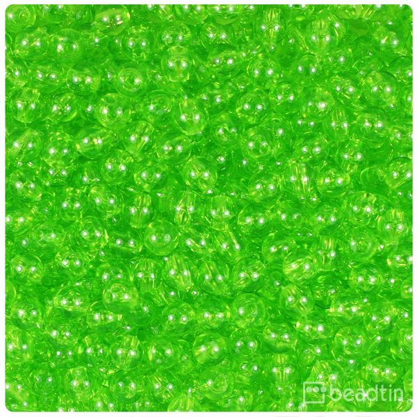 BeadTin Lime Transparent 6mm Round Craft Beads (500pcs)