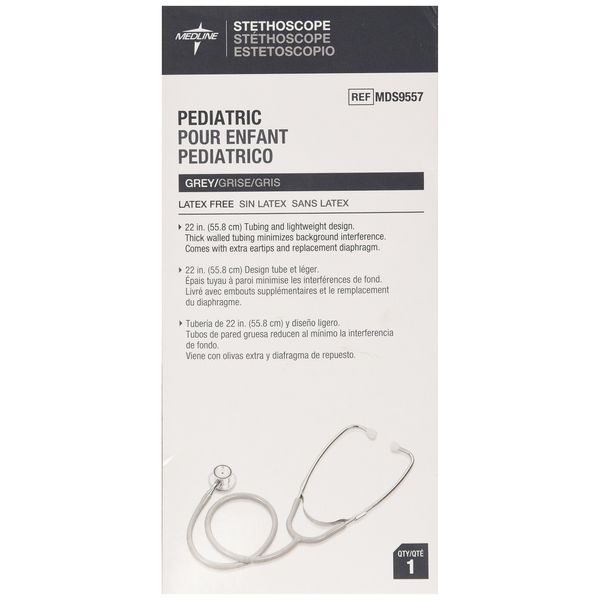 Medline Dual-Head Stethoscope, Gray, Pediatric Size