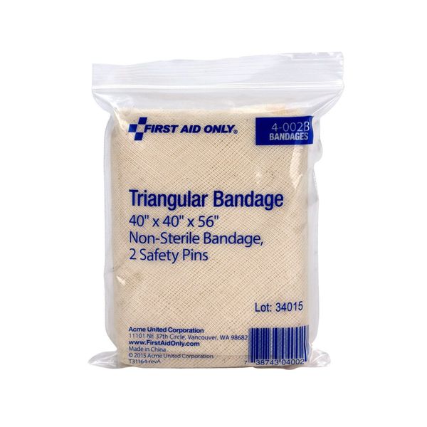 First Aid Only 4-002B Triangular Bandage with 2 Fastening Hooks, 56 Length x 40 Width