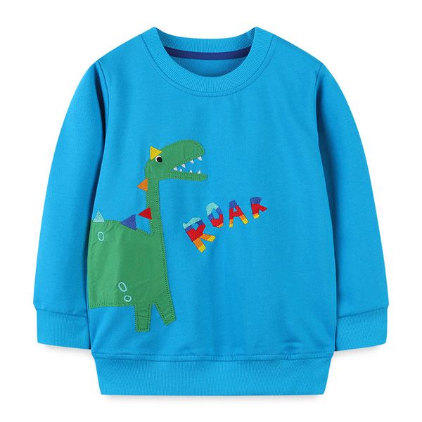 Baby Boy Cartoon Dinosaur & Slogan Pattern Pullover Hoodies - 90 (12-24M) / Blue