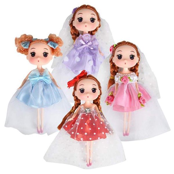 ArtCreativity Cute Toy Dolls, Set of 4, 6.5 Inch Dolls with High Heels, Pretty Dresses, & Hair Accessories, Birthday Party Favors for Girls, Goodie Bag Fillers, Princess & Tea Party Supplies