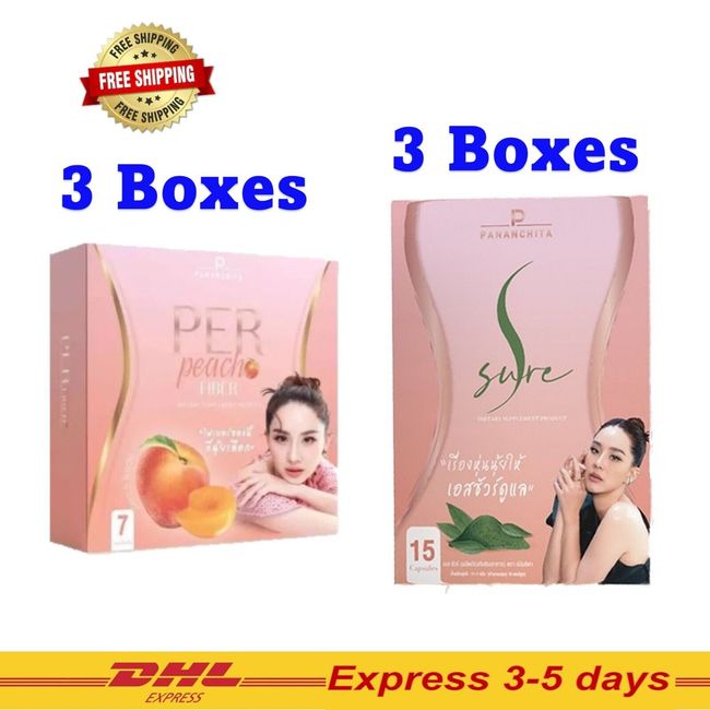 3+3 PANANCHITA S-SURE PER PEACE SET Fiber Balance Detox Drink Block Burn Capsule