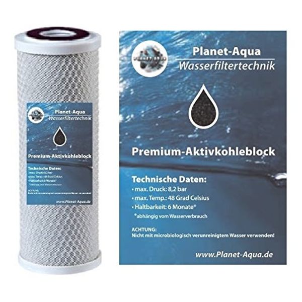 Planet-Aqua 10 x WASSERFILTER AKTIVKOHLE Block 10 Zoll UMKEHR Osmose KÜCHE Filter TRINKWASSER VORFILTE FILTERGEHÄUSE OSMOSEANLAGE GEGEN GERUCK KEIME BAKTERIEN