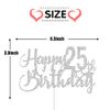 Silver Glitter Happy 25th Birthday Cake Topper - 25th Birthday Cake Topper, 25th Birthday Party Decoration