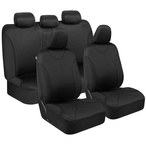 BDK UltraSleek Universal Fit Car Seat Covers for Front and Rear - Automotive Interior Covers in Black