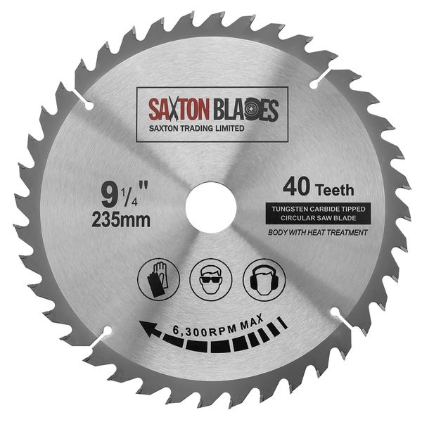 TCT23540T Saxton TCT Circular Wood Saw Blade 235mm x 30mm Bore x 40T for Bosch Makita Dewalt