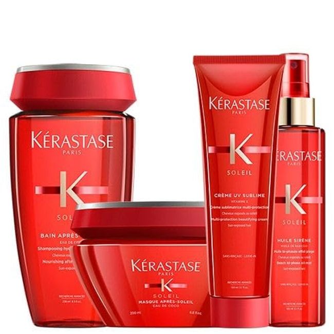 Kerastase PACK Soleil Bain Apres-Soleil, Masque Apres-Soleil 250ml, Creme UV Sublime 150ml and Huile Sirene