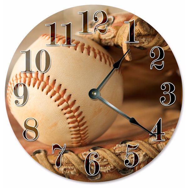 BASEBALL GLOVE CLOCK - Large 10.5" Wall Clock - 2090