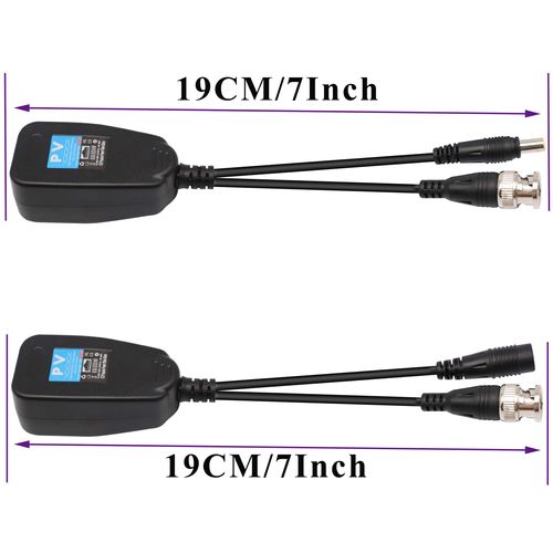 AAOTOKK Video Balun RJ45 to BNC Transceiver Transmitter HD-CVI/TVI/AHD/CVBS with Power Connector for 1080P 3MP 4MP 5MP 8MP CCTV Security DVR Surveillance Camera System (4Pairs)