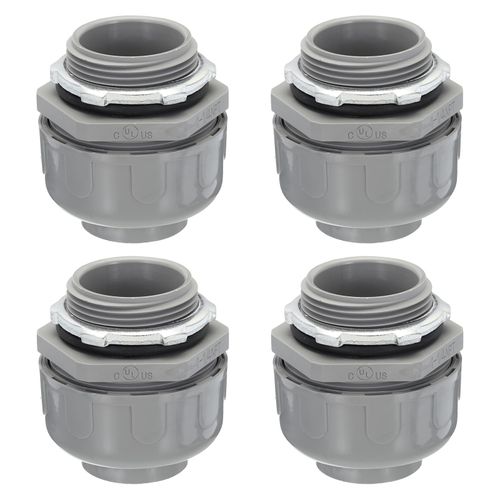 MECCANIXITY Liquid Tight Connector 1-1/4NPT Non-metallic Liquid Tight Conduit Connector PVC UL Listed PVC Conduit Fitting Electrical Conduit Fitting Pack of 4(Straight,180D)