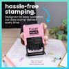 ExcelMark 2445 Date Stamp with Text - Blue and Red Ink (Pink Mount, Custom)