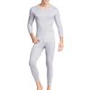 Grenasasilk Men's Silk Long Johns Mulberry Silk Long Underwear V-Neck Breathable Thermal Underwear Sets & Undergarments (L, Silver Grey)
