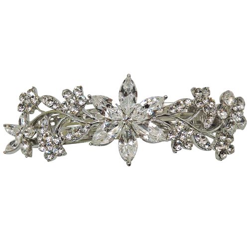 Faship Gorgeous Clear Crystal Floral Barrette