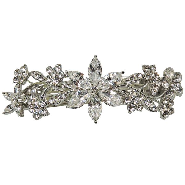 Faship Gorgeous Clear Crystal Floral Barrette