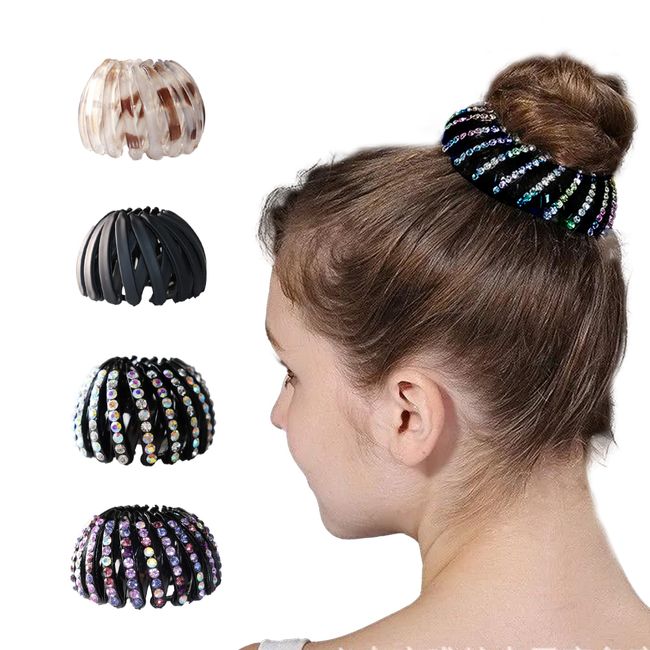 4 Stück Haarspangen Crystal Haarclips, Vintage Vogelnest Haarklammern, Versenkbare Haarschlaufen Haargreifer Haar Accessoire Haarschmuck für Mädchen und Damen