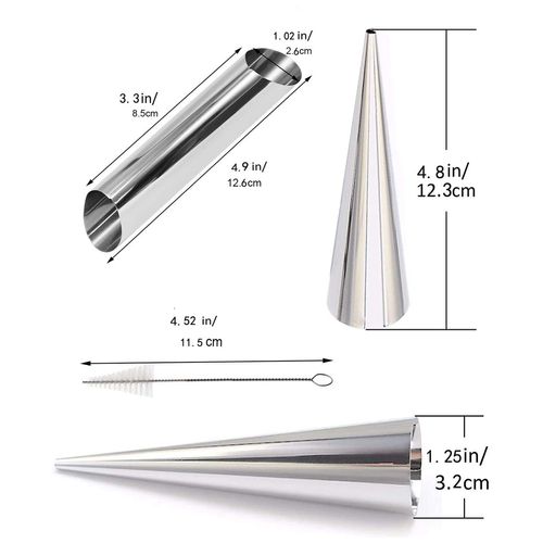 Stainless Steel Cream Horn Molds - 21 Pcs Cannoli Form Tubes & Conical Mold
