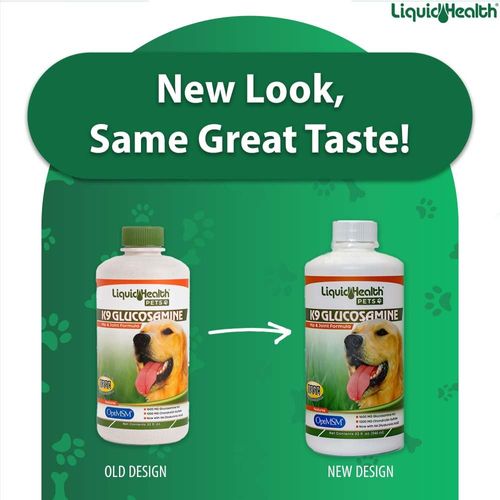 LIQUIDHEALTH 32 Oz K9 Liquid Glucosamine for Dogs, Puppies and Senior Canines - Chondroitin, MSM, Hyaluronic Acid – Joint Health, Dog Vitamins Hip Joint Juice, Dog Joint Oil