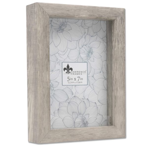 Lawrence Frames Shadow Box Frame, Polystyrene, Natural Gray, 5x7