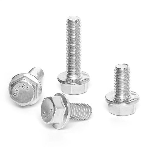 1/4-20 x 2 (15 PCS) Flanged Hex Head Bolts, Flange Washer Head Hexagon Screws, 18-8 Stainless Steel (304), Plain Finish, Full Thread