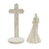 CB Avalon Gallery 6.9-inch Couple with Cross and Wedding Rings 2-Piece Wedding Cake Topper