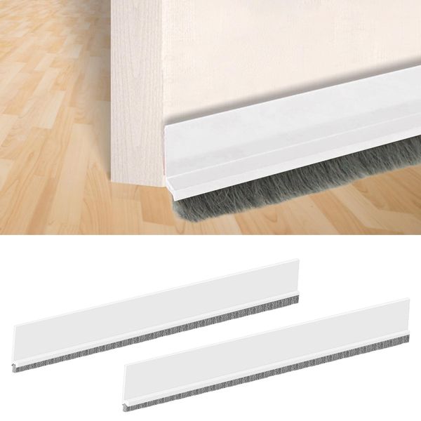 Misazy Door Brush Strip 2 Pieces Door Seal Strip, Door Draft Excluder Strip, Weather Strip, Door Seal, Self-Adhesive Can be Cut to Size - Door Bottom Seal, Draft Excluder (5 * 100cm, White)