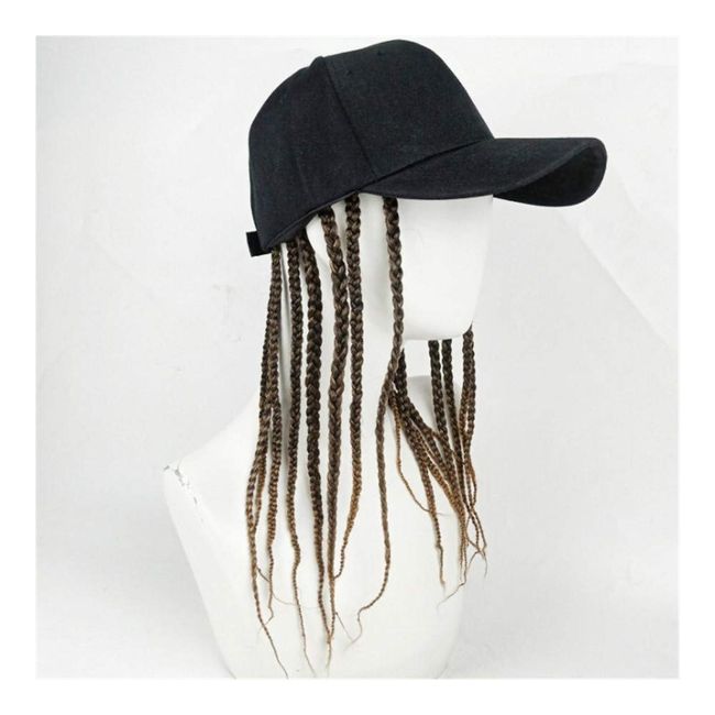 Black baseball cap with dreadlocks twisted wig crochet braid, golf hat with high temperature fiber synthetic extension wig