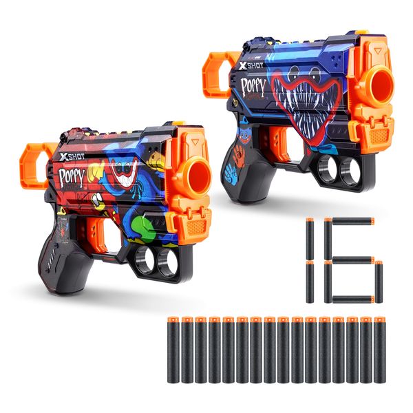 Nerf Camera XSHOT Skins Menace Blaster - Skin Poppy Playtime - Tir Jusqu'à 24 M - 16 Fléchettes