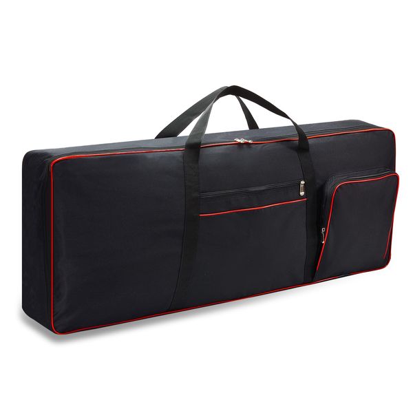 61 Key Keyboard Case,Electric Keyboard Bag Piano Gig Bag,Waterproof Keyboard Cover,600D Oxford Cloth Keyboard Carrying Case with 10mm Cotton Padded Keyboard Case Bag.40.1"x15.7"x4.7 Black+Red