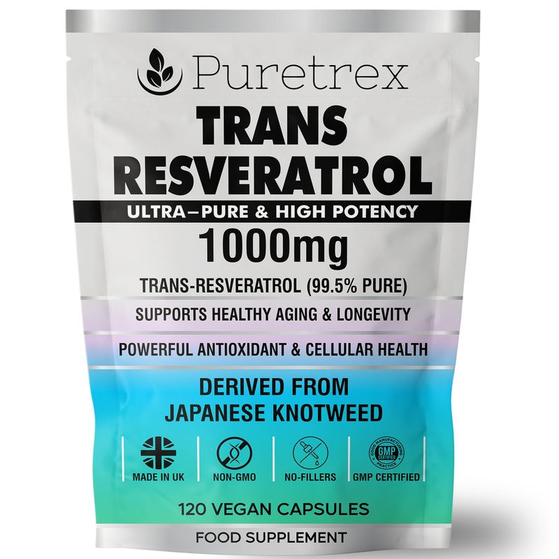 Puretrex Trans Resveratrol, 1000mg, 120 Vegan Capsules, Ultra-Pure ...
