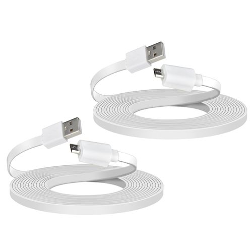 PowGrow 20ft Long Charge Cable Compatible with Ring Indoor Cam(2nd Gen), NOT for 1st Generation, White, 2 Pack