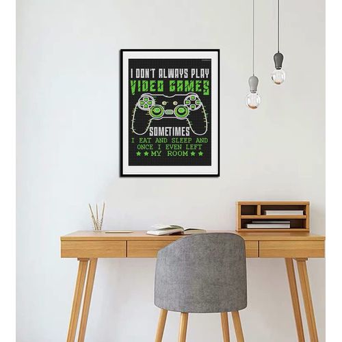DIY Diamond Painting Kits Funny Video Games Gamer Saying Diamond Art for Adults Kids, Full Round Drill Paint by Numbers Arts Pictures for Home Wall Decor Gifts 12X16 inch