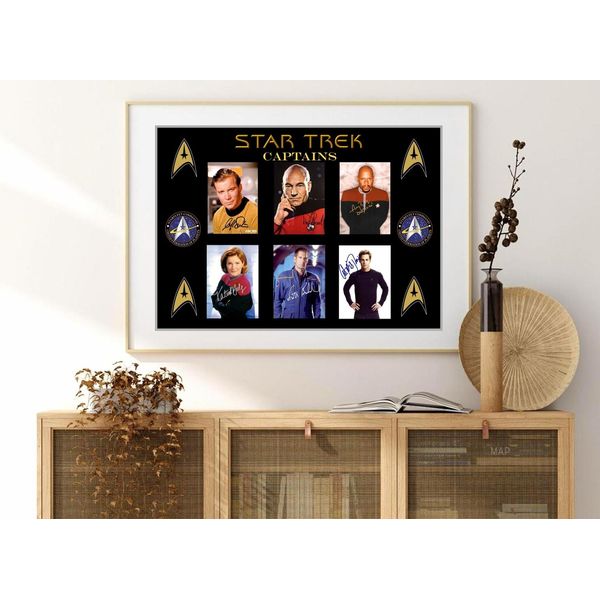 Star Trek Captains Signed/Autographed Prints (A3 Print 42cm x 29.7cm)
