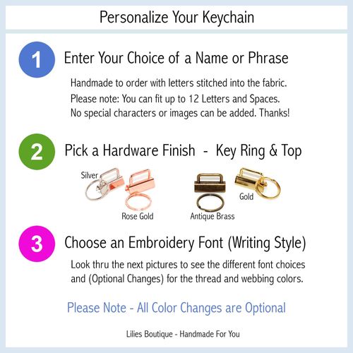 Cow Keychain Personalized Key Fob with Your Choice of Name in Choice of Color and Writing Style