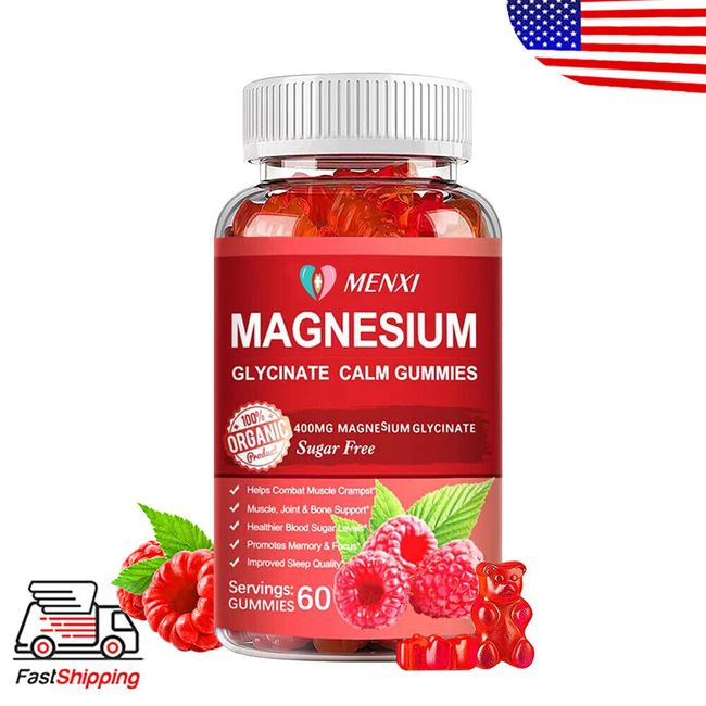 Magnesium Glycinate Gummies 60 Gummy High Strength 600mg Stress & Anxiety Relief