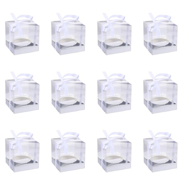 Single Cupcake Box Individual Cupcake Containers, 12Pack Clear Cupcake Boxes Single Cupcake Carrier Holder Container Boxes, Cupcake Display Boxes (Silver)