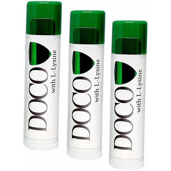 DocoShield Lip Balm with Docosanol & Lysine 3-Pack for Chapped Lips