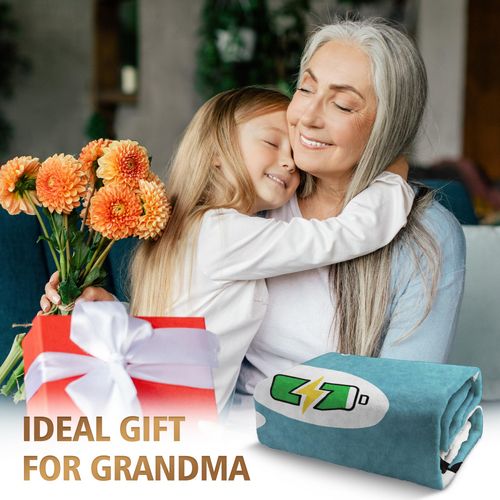 Craftique Birthday Gifts for Grandma- Soft Grandma is Charging Blanket- Funny Grandmas Gifts, Practical Blanket Throw for Napping Travel, 60”×50”