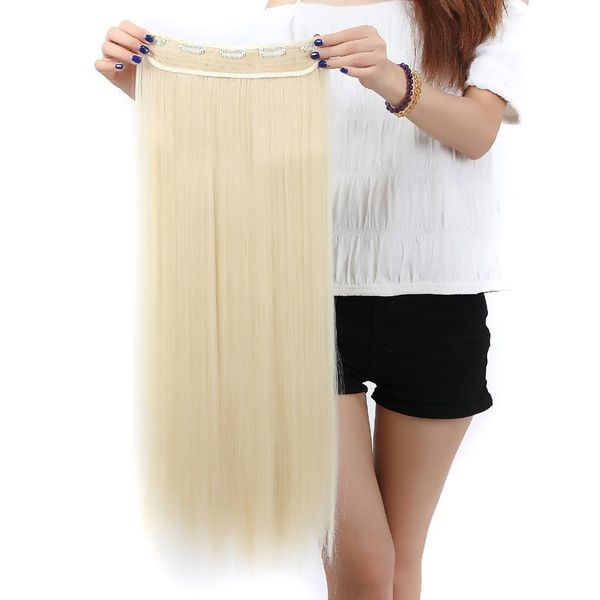 S-noilite 30 Inches(76cm) Long Straight Bleach Blonde 3/4 Full Head One Piece 5 Clips Hairpiece Clip In Hair Extensions Extension Sexy lady Fashion Choice