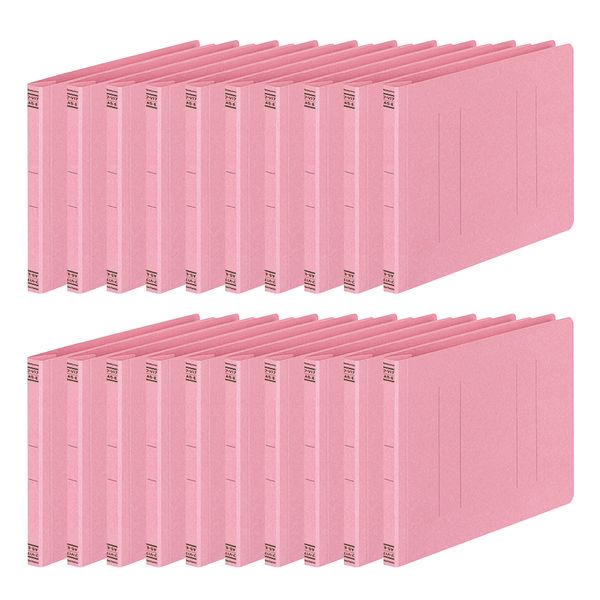 Kokuyo Fu-V17PX20 Binder, Flat File, Paper Cover, Resin Binder, 2 Holes, A5, Horizontal, Pink, Set of 20