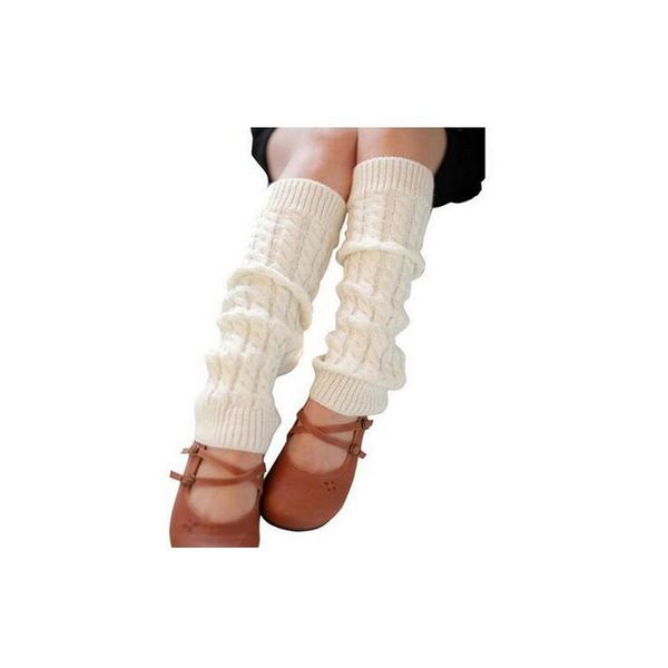 Elandy Knit Winter Thermal Warm Leg Warmers-Long Socks Boot Cuffs Topper Legging Pads For Women Lady Girls Best Xmas Gift (White)